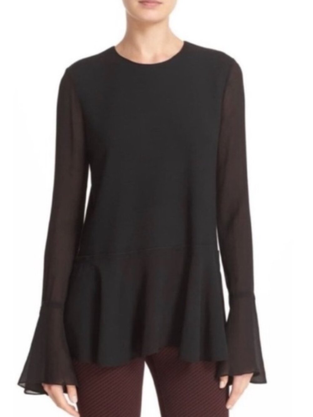 Theory Lexanda C Idol Bell-Sleeve Peplum Blouse